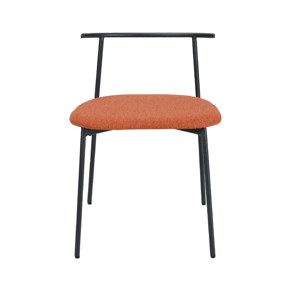Oranssi kaareva takaosa metallilaan ruokasalituoli