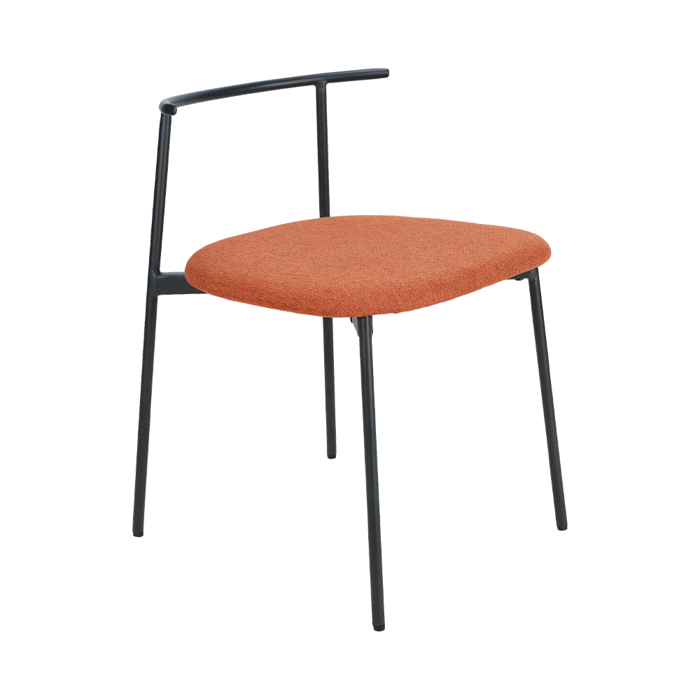 Oranssi kaareva takaosa metallilaan ruokasalituoli