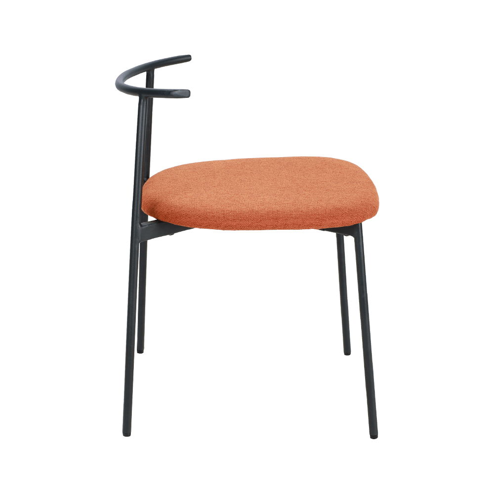 Oranssi kaareva takaosa metallilaan ruokasalituoli