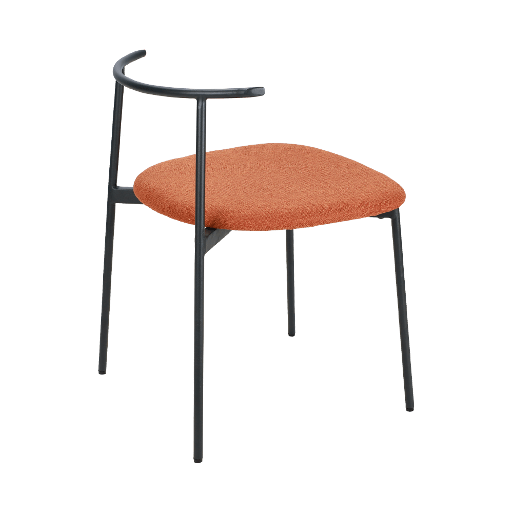 Oranssi kaareva takaosa metallilaan ruokasalituoli