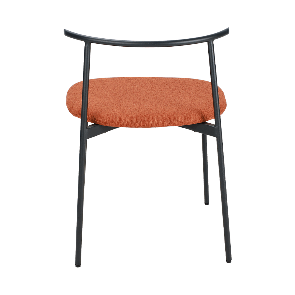 Oranssi kaareva takaosa metallilaan ruokasalituoli